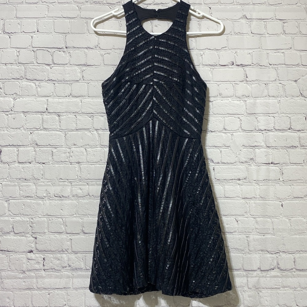ANGL mini dress in black halter collar